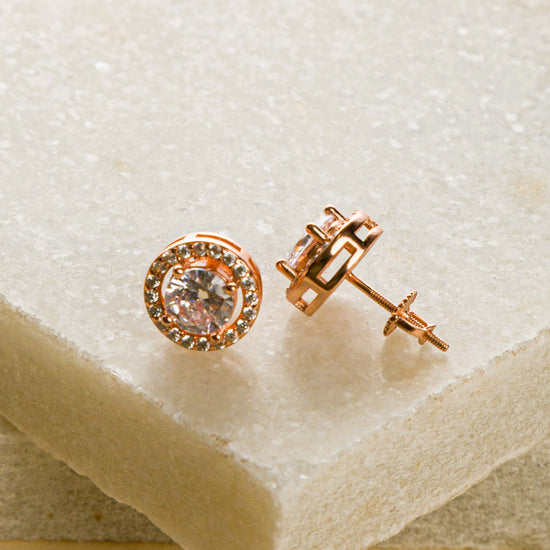 Classic Rosegold Solitaire Earrings