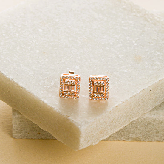 Rectangular Rosegold Earrings