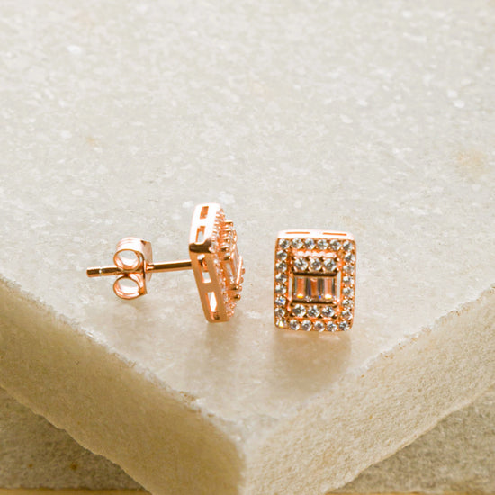 Rectangular Rosegold Earrings