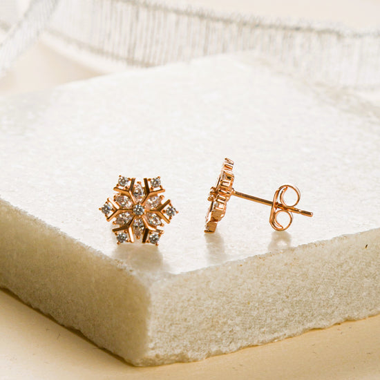 Elegant Snowflake Rosegold Earrings