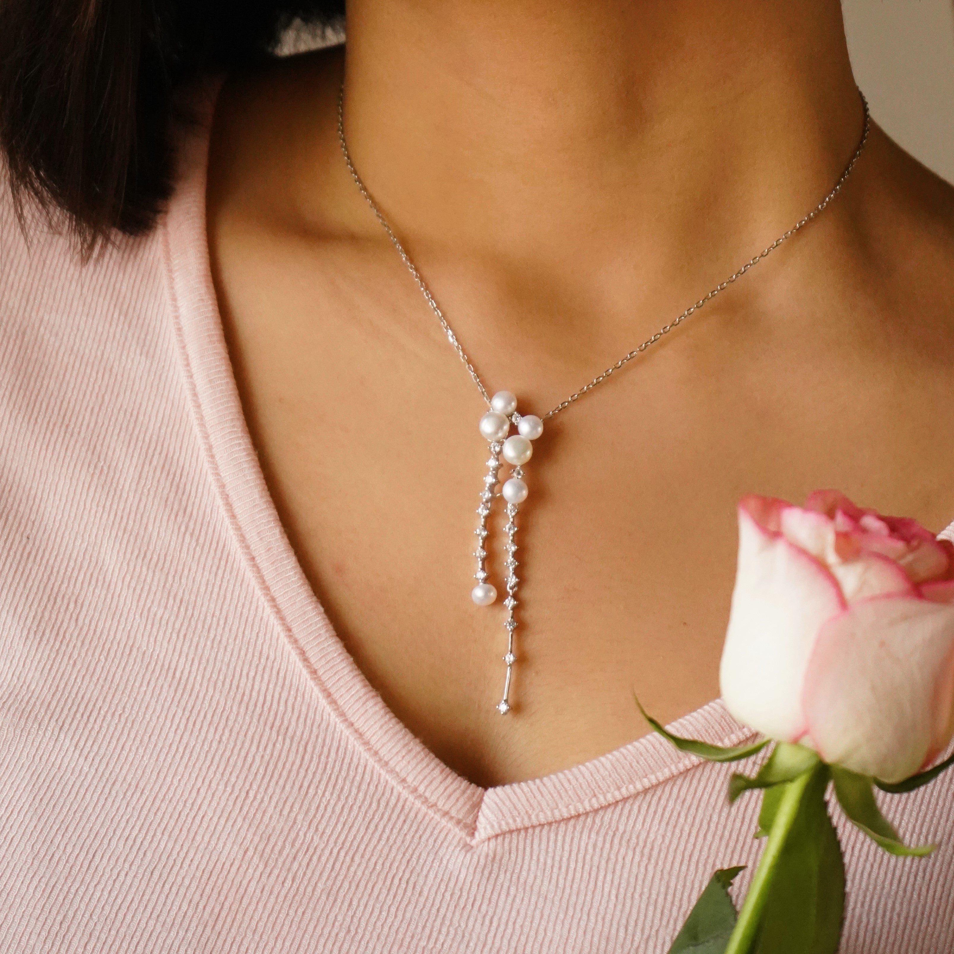 Long Hanging Sterling Silver Pendant with Chain