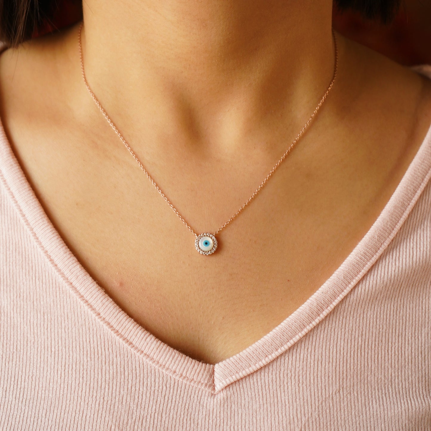 Evil Eye Dainty Pendant Chain