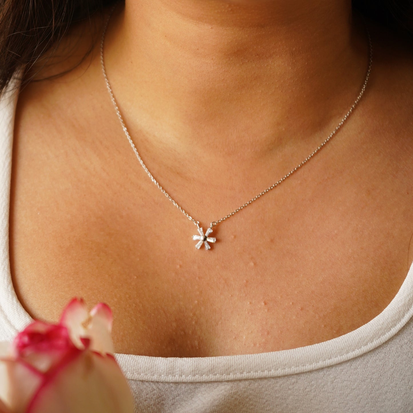 Lil' Flower Silver Pendant with Chain