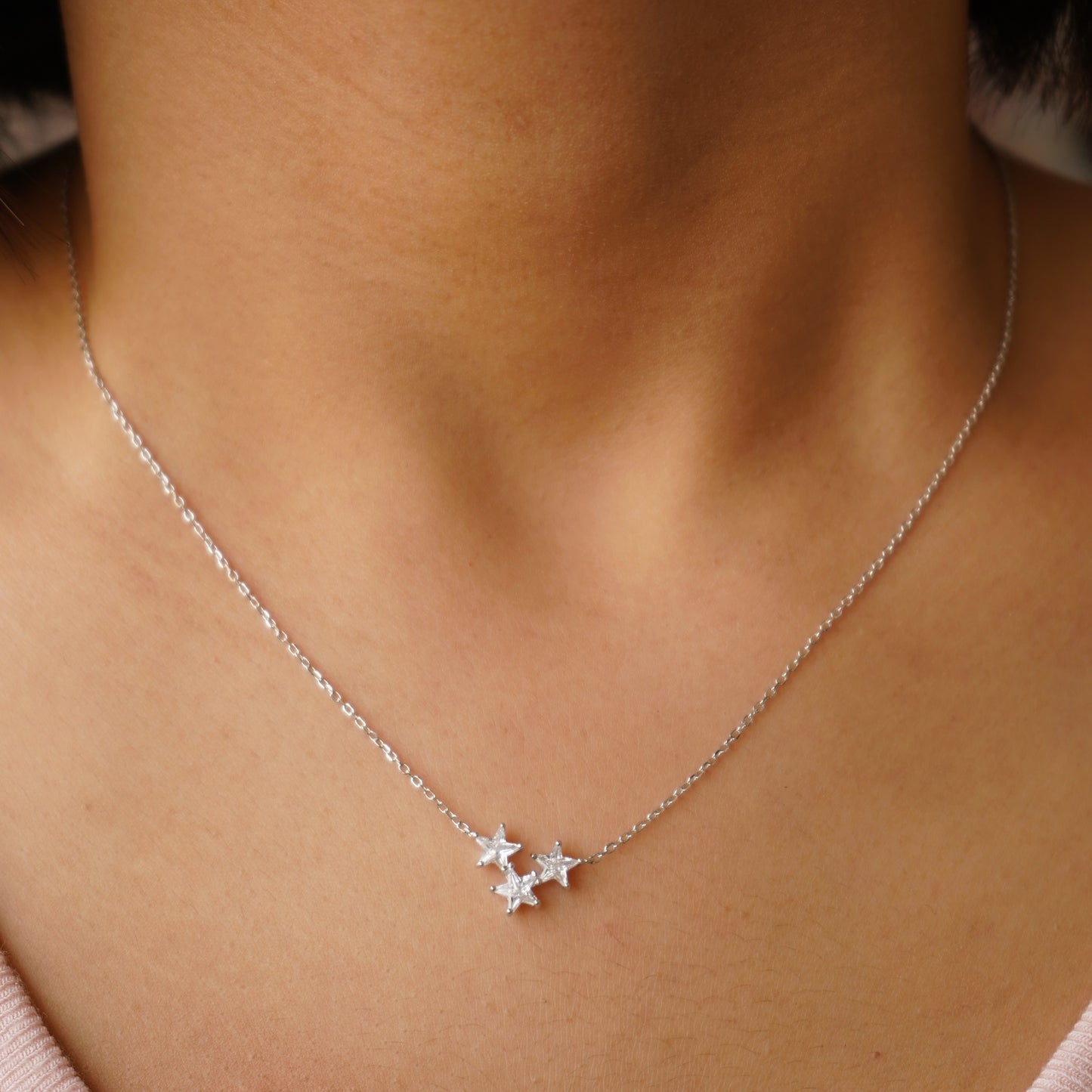 Three Star Sterling Silver Pendant Chain