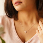 Moon with a Diamond Sterling Silver Pendant with Chain