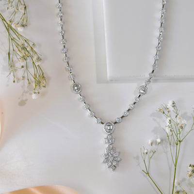 Exquisite Silver Necklace with Earrings