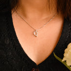 Leaf with Diamond Sterling Silver Pendant