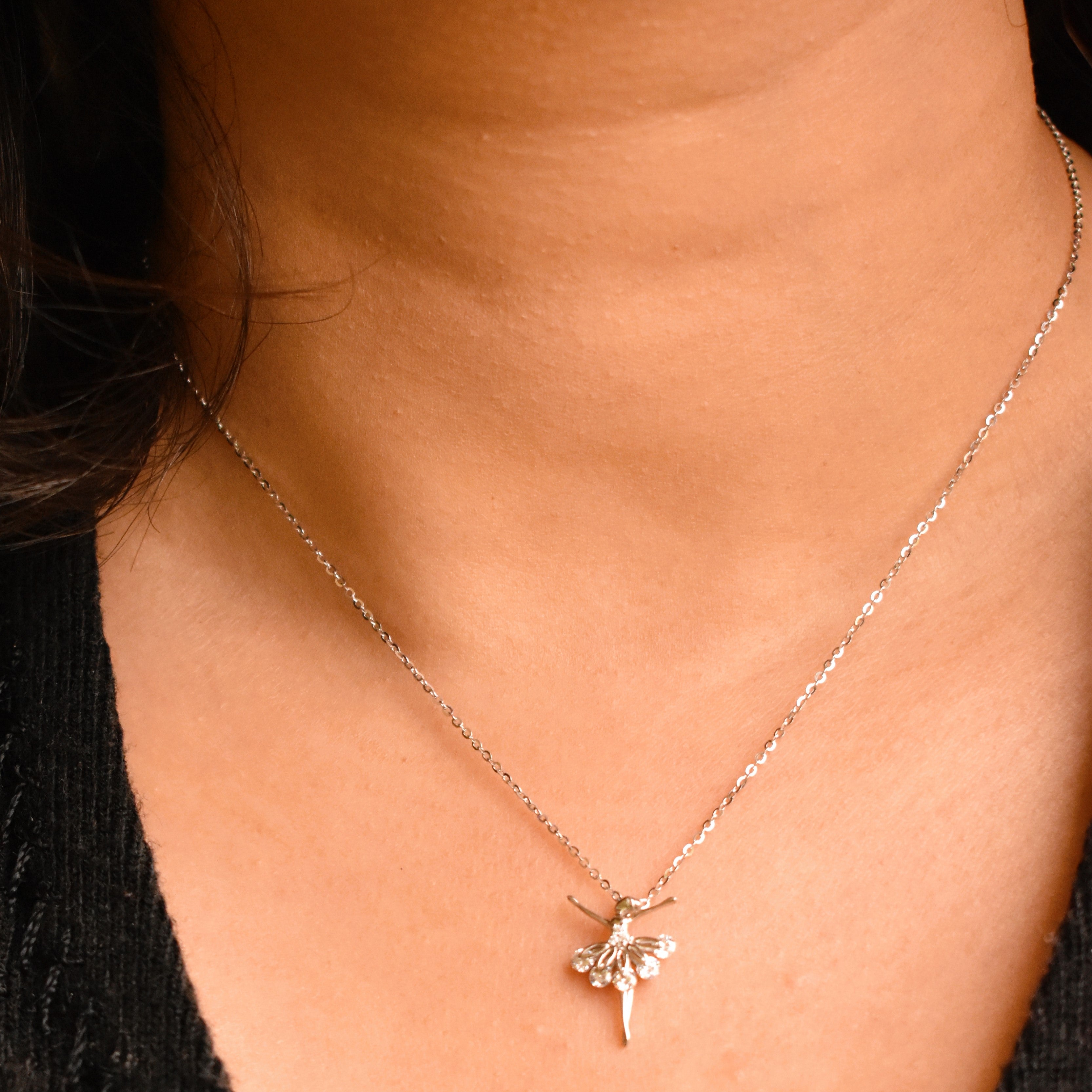 Dancing doll Sterling Silver Pendant Chain