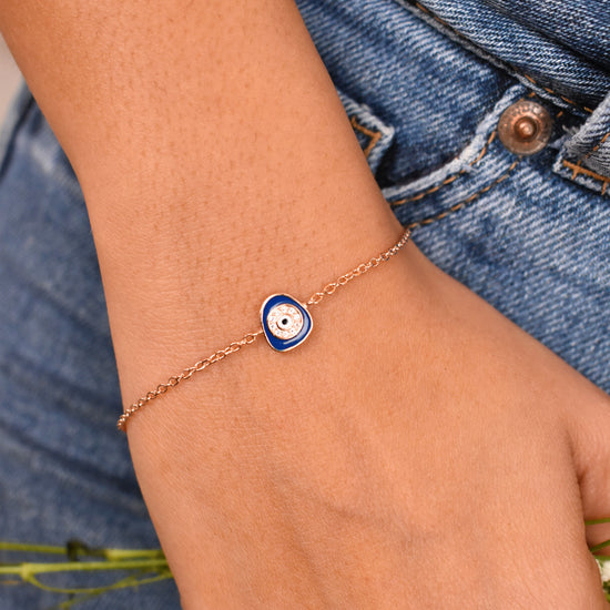 Dark Blue Evil Eye Rosegold Bracelet