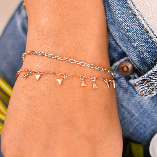 Two Tone Triangle Dual Chain Bracelet