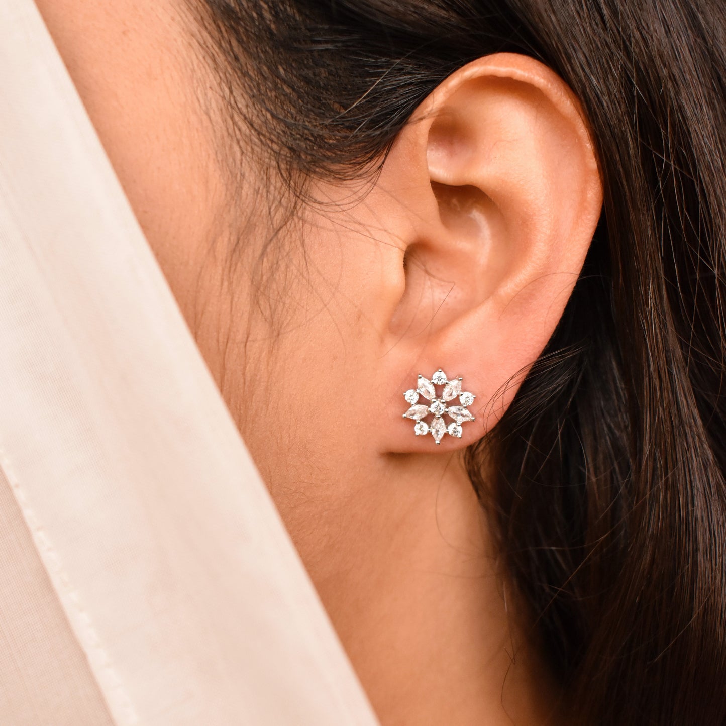 Snow flake Silver Earrings