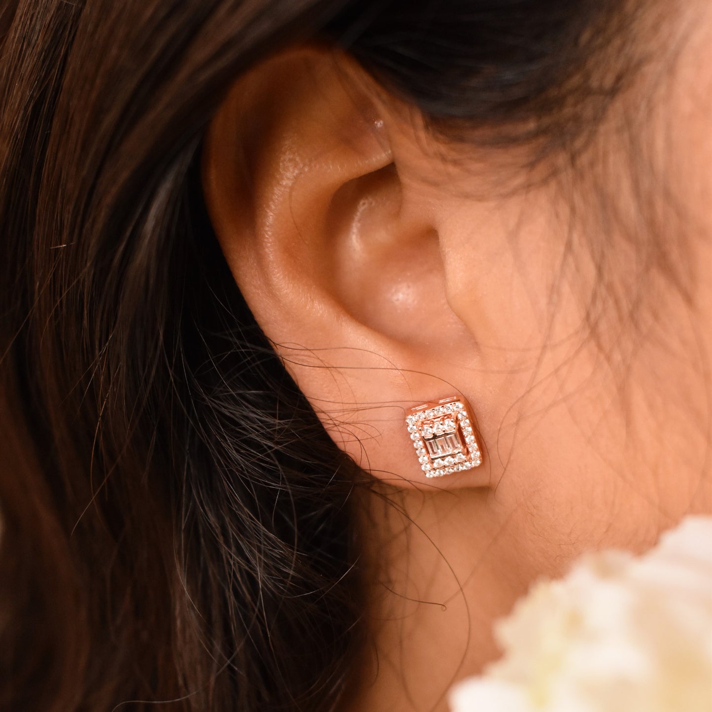 Rectangular Rosegold Earrings