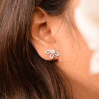 Flower with Pollen Silver Earrings