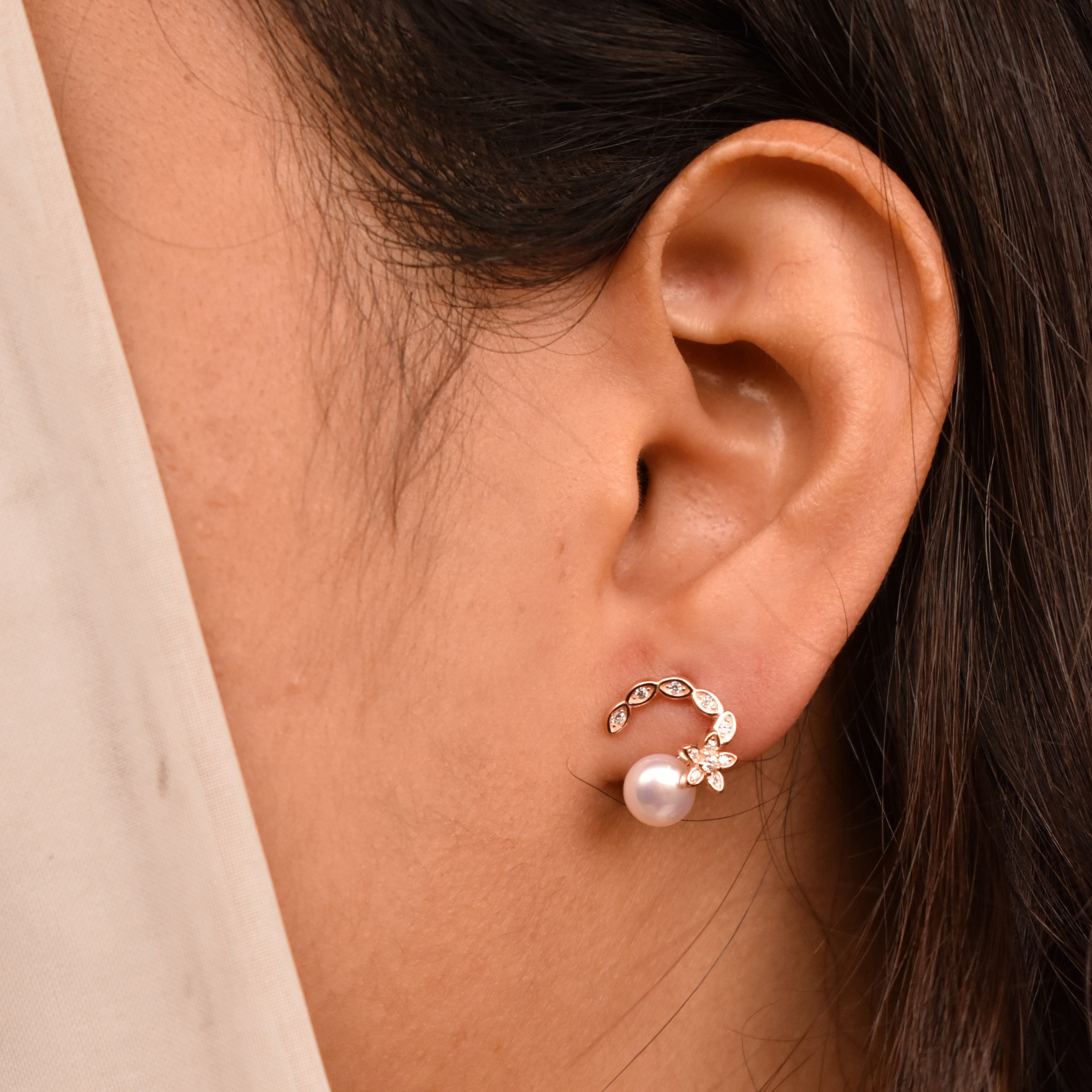 Pearl on the Top Silver Earrings