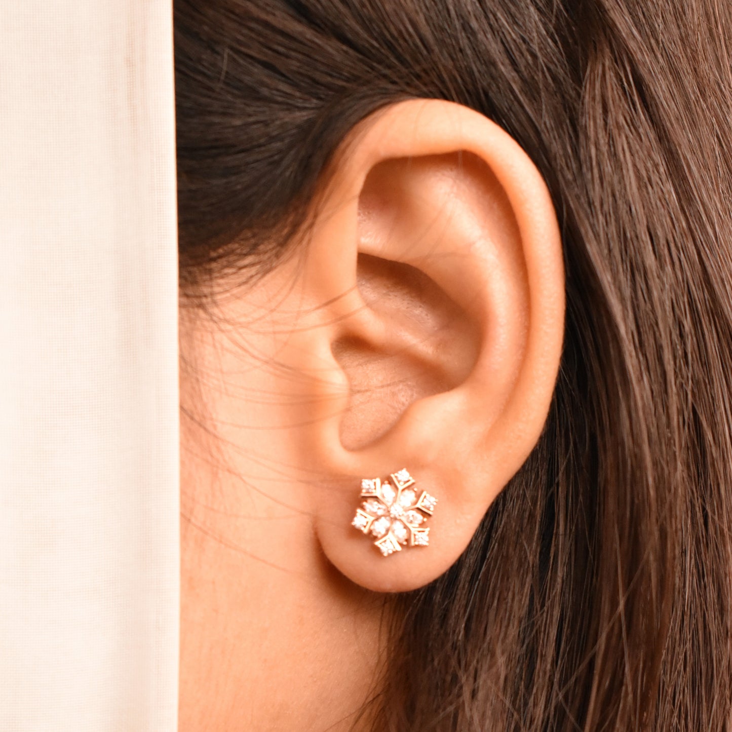 Elegant Snowflake Rosegold Earrings