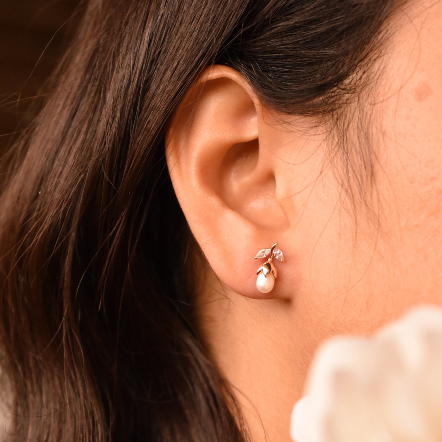 Pearl Flower Silver Earrings