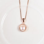 Diamond Encircle Pearl Rosegold Necklace Set