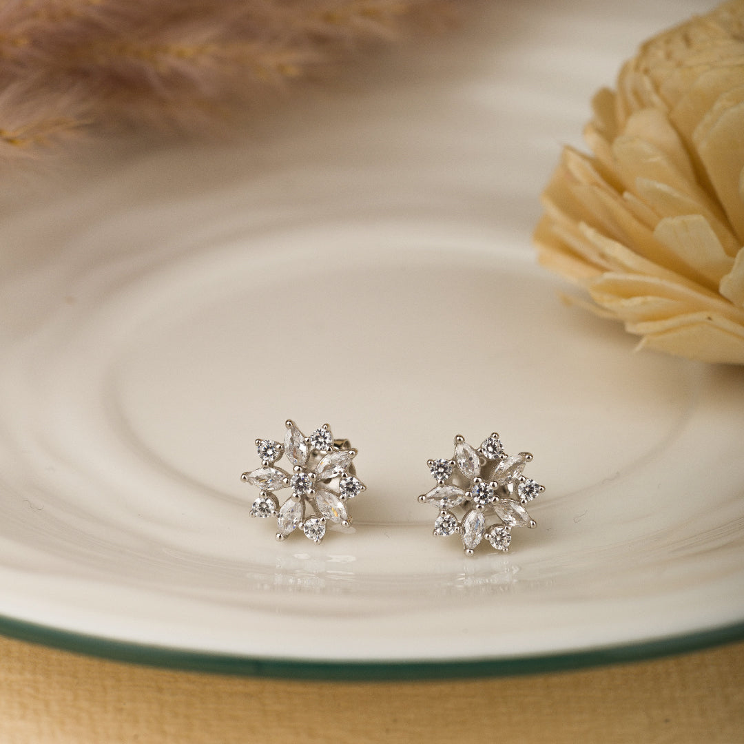 Snow flake Silver Earrings