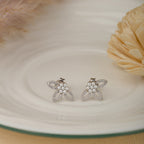 Flower with Pollen Silver Earrings