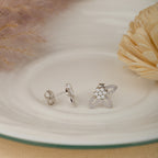 Flower with Pollen Silver Earrings
