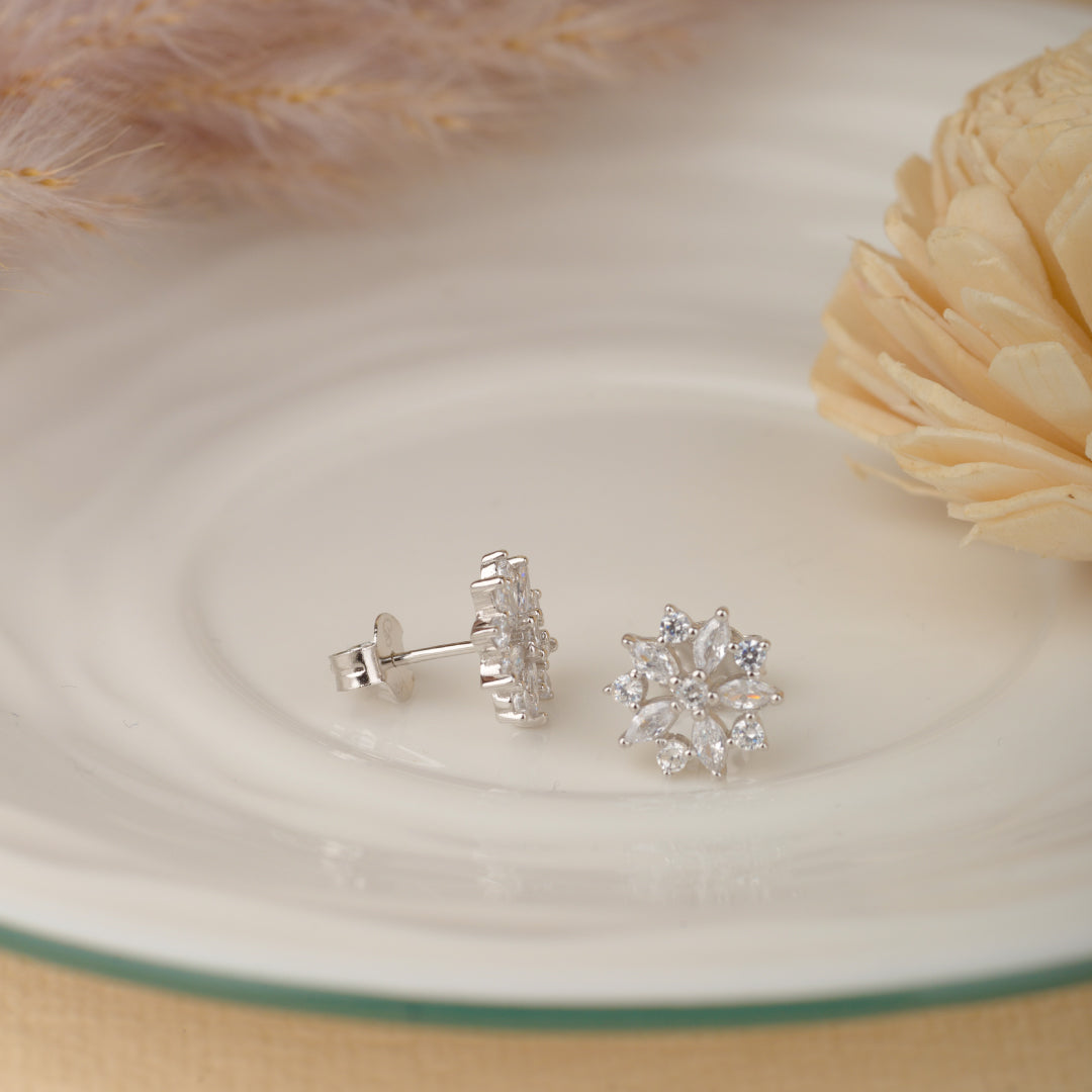 Snow flake Silver Earrings