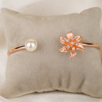 Flower and Pearl Detailing Rosegold Kada Bracelet