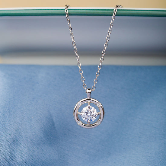 Ring Around the Solitaire Sterling Silver Pendant Chain