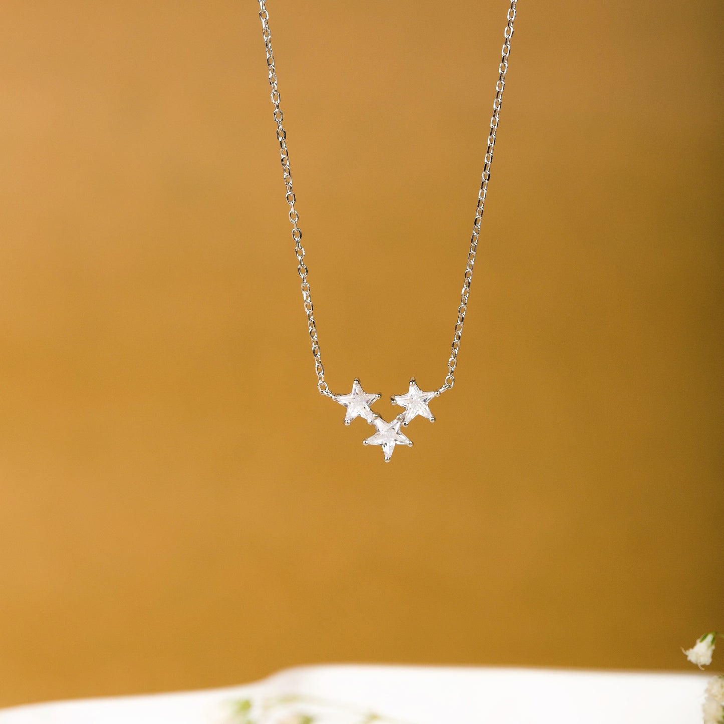 Three Star Sterling Silver Pendant Chain