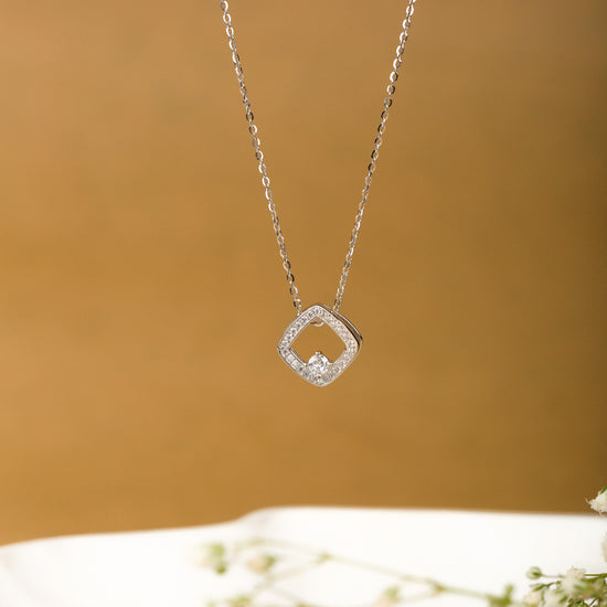 Diamond Shaped Sterling Silver Pendant Chain