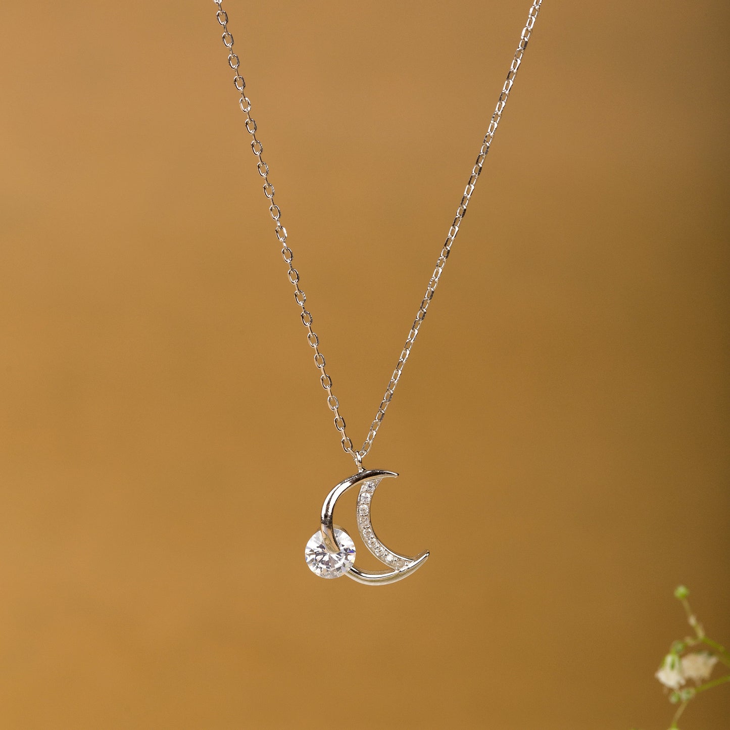 Half Moon Sterling Silver Pendant Chain