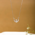 Moon with a Diamond Sterling Silver Pendant with Chain