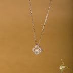 Floral Solitaire Sterling Silver Pendant Chain