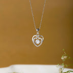 Heart with Dancing Diamond Pendant with Chain