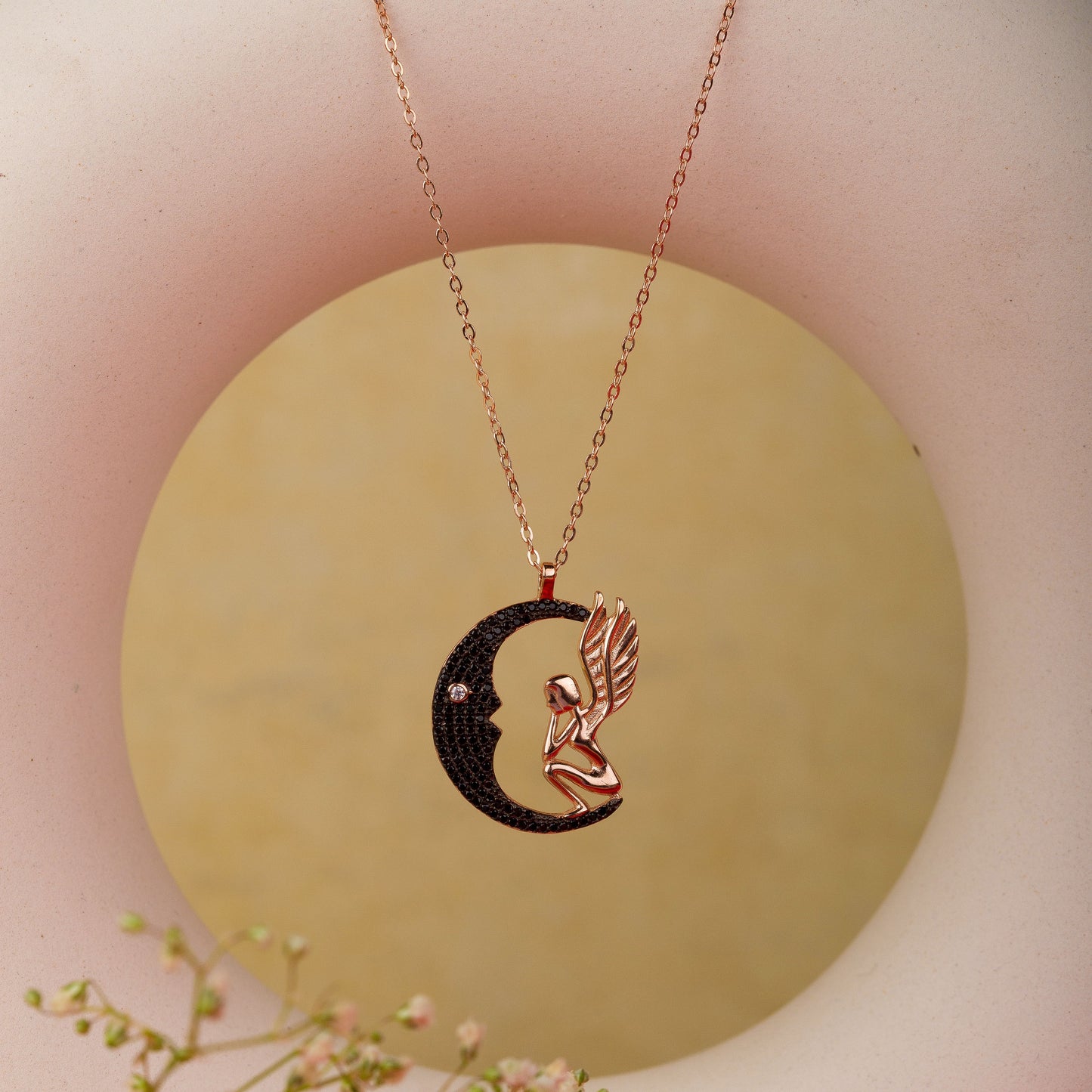 Half Moon With Fairy Pendant Chain