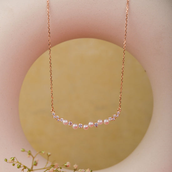 Line of Pearls and Solitaires Rosegold Pendant Chain