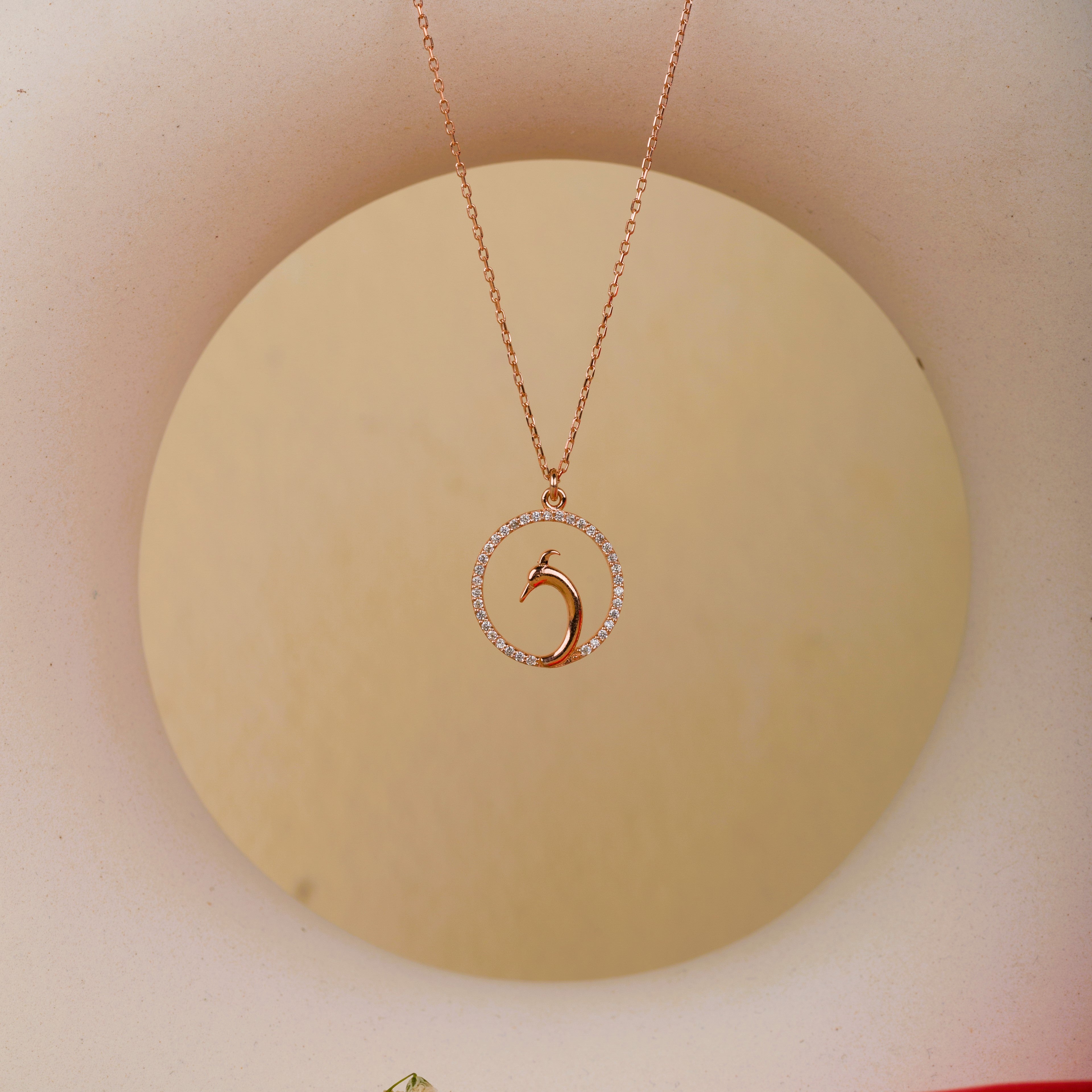 Encircle Bird Rosegold Pendant with Chain
