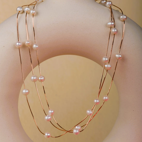 Three Line Pearl Necklace