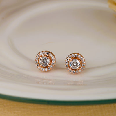 Encircling Rosegold Solitaire Earring