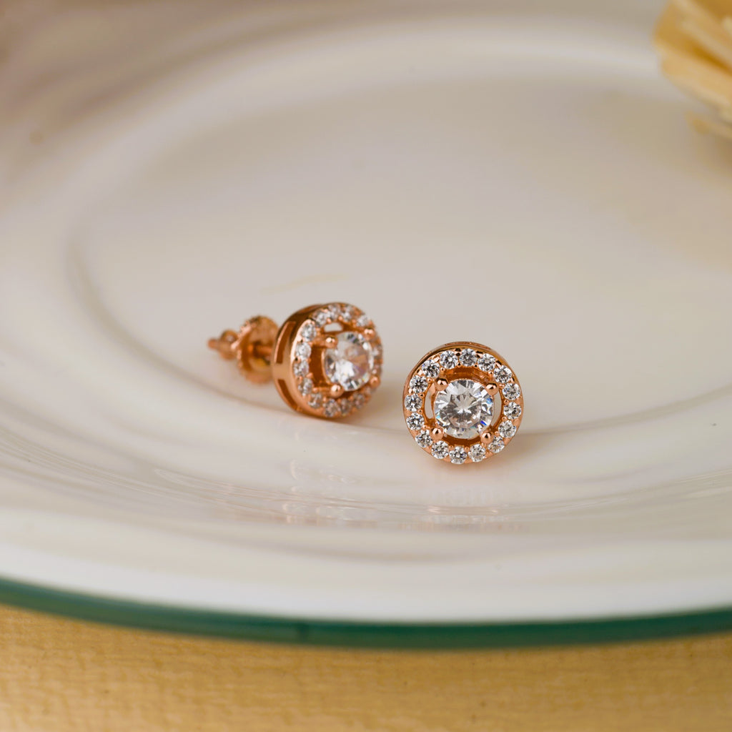Encircling Rosegold Solitaire Earring