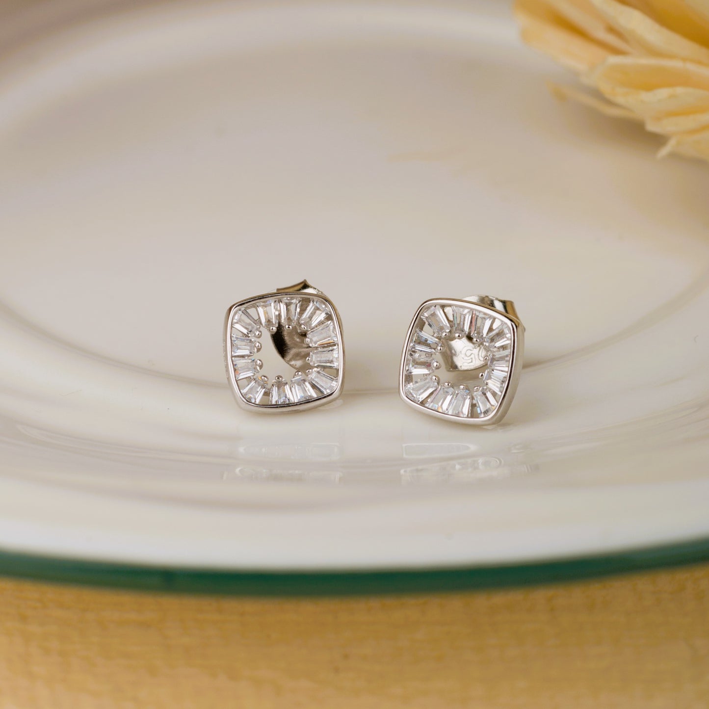 Square Silver Earrings