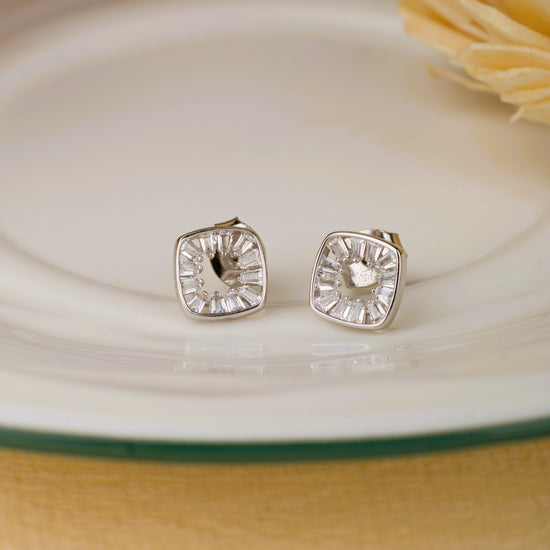 Square Silver Earrings