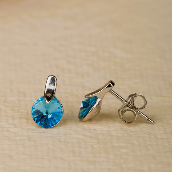Nilu's Collection Aqua Blue Stone Square Stud Earrings for Girls | Bes